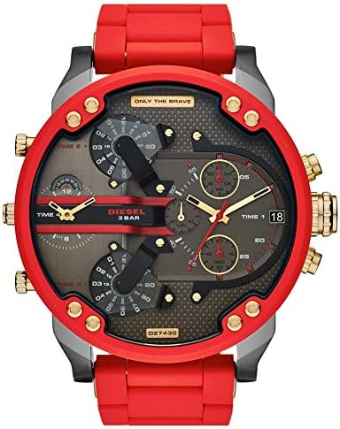 Diesel DZ7430 Mr. Daddy 2.0 Chronograph Men's Watch – Grey Dial & Red Rubber Strap