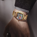 Golden Tonneau Case TV Dial Day-date Calendar Couple's Watch 34mm/30mm