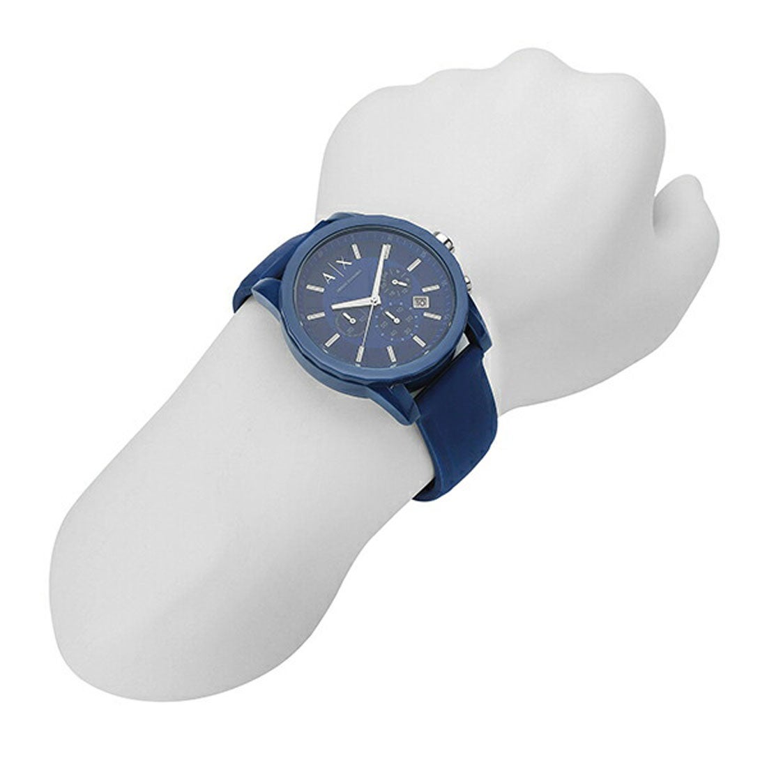 Men's Armani Exchange Outerbanks Chronograph Watch AX1327 – Blue Dial with Blue Silicone Strap